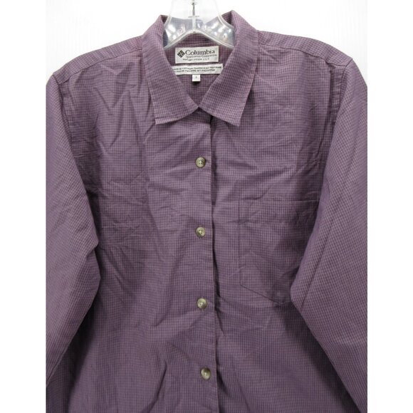 VINTAGE Columbia Top Small GRT Shirt Loop Collar Plaid Hiking Camp - Picture 2 of 12